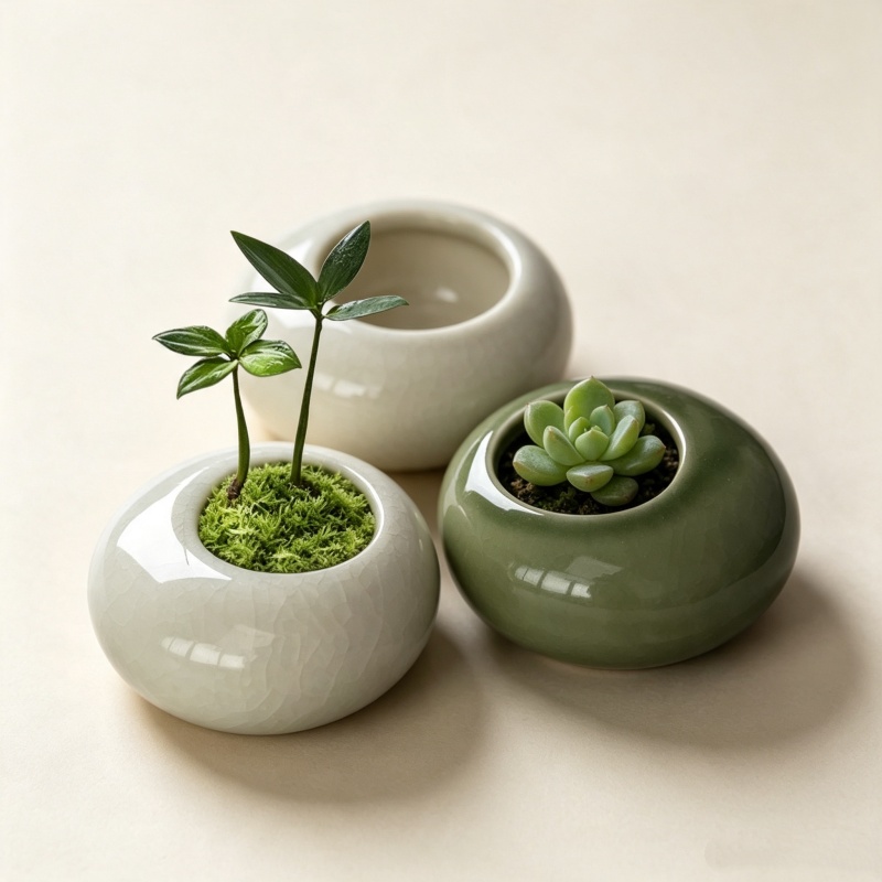 Bonsai Garden Art - Mini doniczka z efektem popękanej szkliwicy,
