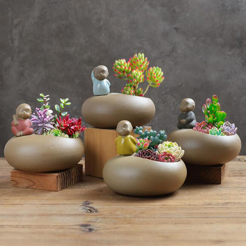 Bonsai Garden Art - Chiński styl Retro Ceramiczny mnich Doniczka