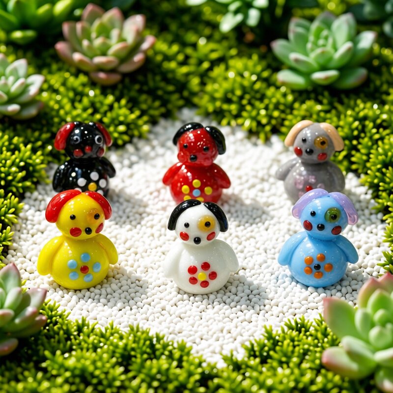 Bonsai Garden Japan - Rękodzieło Miniaturka Szklana Pies Figurka Słodka