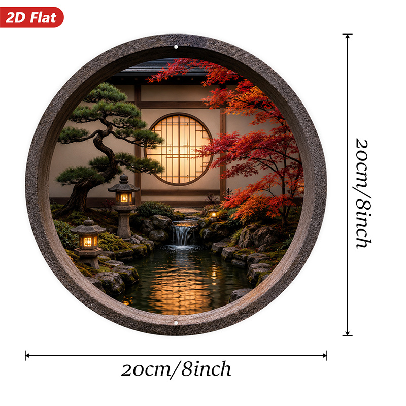 Płaski obraz 2D, 1 szt. Okrągł – Bonsai Garden Art recenzja i cena